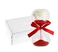 Confettando BOMBONIERA Set 2 Pezzi Clessidra World Vetro con Sabbia Rossa 5X10 con Astuccio