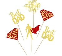 Confetti! 24 decorazioni per cupcake con scritta "Happy Father's Day", "Best Dad Ever Super Dad Thank You Dad is My Hero", per la festa del papà e per la festa del papà, decorazioni per cupcake per la