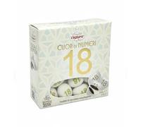 Confetti CRISPO a forma di Cuore con STAMPA Numero '18' 250 gr Bianco.