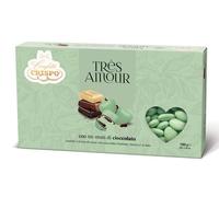 Confetti Crispo Très Amour Verdi a Forma di Cuore ai Tre Cioccolati - Confezione