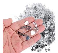 Confetti di nozze da 2 pacchetti, appena sposati sposati spruzzi di paillettes per la festa di fidanzamento decorazioni di anniversario 200g (Argento)