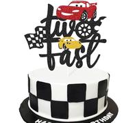 Confetti Let's Race to Sweet Victory with the Two Fast Cake Topper, per la tua auto da corsa a scacchi bandiera a tema celebrazione bambini ragazzo ragazza 2 anni Happy 2s forniture per feste di