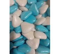 Confetti perlati al Cioccolato a forma di Cuore celeste e bianco