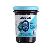 Confettura ZERO Mirtilli Neri, Marmellata Zero Zuccheri Aggiunti, Vegano e Senza Glutine, per zuegg 220g