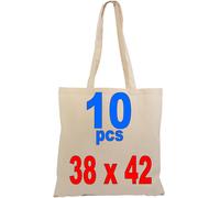 CONFEZ 10 PEZZI BORSE SHOPPER COTONE NATURALE CM 38x42