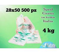 CONFEZ. 500 PEZZI SHOPPERS BIODEGRADABILI COMPOSTABILI NORMA DI LEGGE EN13432 - CM 27+16x50