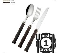 Confezione 1 posto tavola acqua eme, Acciaio 18/10 AISI 304 lucido manicatura acrilica multicolor