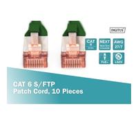 Confezione 10 cavi cat 6 schermati s/ftp mt 0 25 colore verde digitus