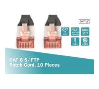Confezione 10 cavi cat 6 schermati s/ftp mt 0 5 colore nero digitus