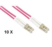 LINK LKLCLC4503E - Confezione 10 Cavi Fibra Ottica LC-LC Multimode OM4 50/125 Duplex 3 Metri - Guaina 2 mm, Alta Velocità per Networking, Server e Data Center