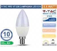 CONFEZIONE 10 PEZZI V-TAC PRO VT-226 LAMPADINA LED E14 5,5W CANDELA CHIP SAMSUNG