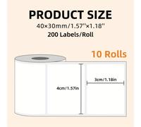 confezione 10 rotoli di etichette adesive bianche da 40*30 mm, rotolo 200 etichette, adatte per casa/scuola/ufficio/indirizzo/ a barre/etichette adesive, compatibili con M221/M110//M120/M220