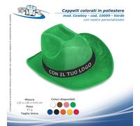 Confezione 100 Cappelli Alpino o Cowboy Personalizzati in Poliestere Vari Colori