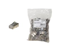 CONFEZIONE 100 CONNETTORI 8 POLI CAT 6 SCHERMATO RJ45 PER CAVO SOLIDO