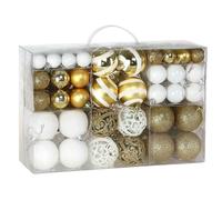 Set Di 100 Palline Di Natale: Bianco-Oro