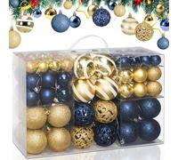 Confezione 100 Palline Natale Oro e Blu Diametro 3/4/6 cm Addobbo Natalizio