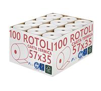 Confezione 100 Rotoli Termici mm 57x35 mt Omologati per Registratore di Cassa Carta Termica 1^ Qualità