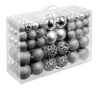 Confezione 100 x Palline Natale Colore Silver Diametro 3/4/6 cm Addobbi Natalizi