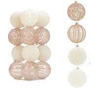 Confezione 16 Palline Di Natale Ornamenti 8CM Floccate Dipinte Decorazioni Festi