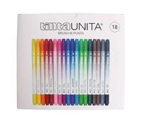 Confezione 18 Pennarelli Brush Bi-Punta Tinta Unita