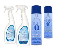 Confezione 2+2 Composta da 2 bombolette di 40 Spray(deteregnte brillantante per vetri e specchi) + 2 flaconi di itisir gioiosa (detergente profumante ad Azione antistatica)