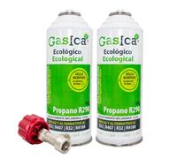 Confezione 2 Bombole Benzica V2 Gas Refrigerante Biologico Sostituto R22, R407, R32, R410A e R290 per Ricarica Aria Condizionata Più Chiave Passo Foratura 1/2 Femmina per Bottiglie Benzica