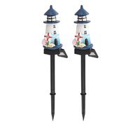 Confezione 2 Fari Solari Luci Giardino Esterno Resina Lampade Solari per Percors