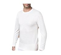 CONFEZIONE 2 PEZZI CANOTTIERA MANICA LUNGA GIROCOLLO UOMO NOTTINGHAM IN LANA E COTONE - Colore Bianco -Lana fuori e Cotone sulla pelle