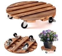 Confezione 2 Supporti Piante con Ruote Bloccabili a 360°, Sottovasi Capacità Carico 80kg, Sottovaso 30 x 6.5 cm per Esterno e Interno, Portavasi per Pianta Pianta, Carrello per Vasi Fiori e Patio