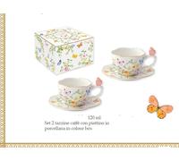 Confezione 2 Tazza caffè in porcellana DANCING BUTTERFLIES