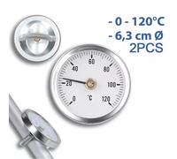 Confezione 2 Termometri a Pinza in Acciaio Inox con Molla per Tubi Riscaldamento