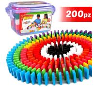 Confezione 200 Tasselli Gioco Domino Mattoncini in Legno Giocattolo Bambini