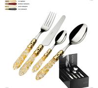 Confezione 24 pezzi compact Aladdin ghiera oro bugatti, acciaio 18.10 lucido manico in pmma multicolor