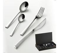 Confezione 24 pezzi in astuccio legno wenge caprera bugatti, acciaio 18.10 cromo lucido cromo