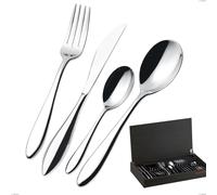 Confezione 24 pezzi in astuccio legno wenge fresco bugatti, acciaio 18.10 cromo lucido, spessore 13 mm cromo