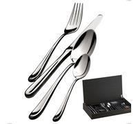 Confezione 24 pezzi in astuccio legno wenge futura lucido bugatti, acciaio 18.10 cromo lucido cromo