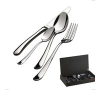 Confezione 24 pezzi in astuccio legno wenge Settimocielo lucido bugatti, acciaio 18.10 cromo lucido, spessore 4 mm cromo