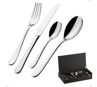 Confezione 24 pezzi in astuccio legno wenge siena bugatti, acciaio 18.10 cromo lucido, spessore 3 mm cromo