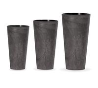 Confezione 3 POTS Prosperplast Tubus Effetto sottile Plastica con deposito in colore antracite, set s