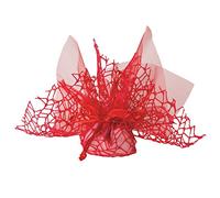 Confezione 30 pezzi Bomboniera sacchettino polycotton rete + velo organza + nastro autotirante, portaconfetti sacchetti a rete colore ROSSO Themagicfour®
