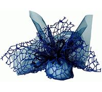 Confezione 30 pezzi, Bomboniera sacchettino polycotton rete + velo organza + nastro autotirante, portaconfetti. (ck1768) (Blu)