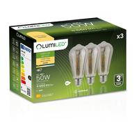 Confezione 3x Lampadina LED EDISON E27 ST64 6W = 50W 420lm 2200K Calda 360° Fila