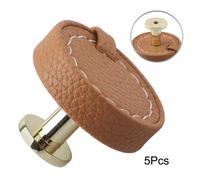 Confezione 5 Maniglie In Pelle Uniche Tiranti Rotondi per Cassetti Aggiornamento