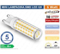 CONFEZIONE 5 MINI LAMPADINE CORN LED SMD 2835 G9 6W 650 LM 3000K 4000K 6000K