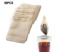 Confezione 50 bustine da tè in cotone non sbiancato ecologiche e comode con cou