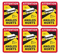 Confezione 6 adesivi ad angolo morto per autobus roulotte e furgoni - Attention Angles Morts - Segnalazione obbligatoria in Francia - Alta visibilità per veicoli pesanti (Bus6)