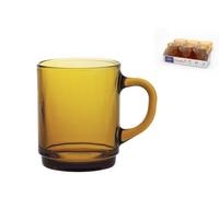 Confezione 6 mug in pasta di vetro colore ambra cl 26