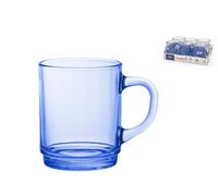 Confezione 6 mug in pasta di vetro colore azzurro cl 26