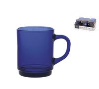 Confezione 6 mug in pasta di vetro colore blu cl 26