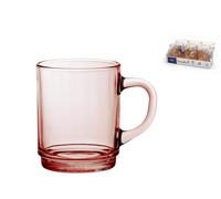 Confezione 6 mug in pasta di vetro colore rosa cl 26